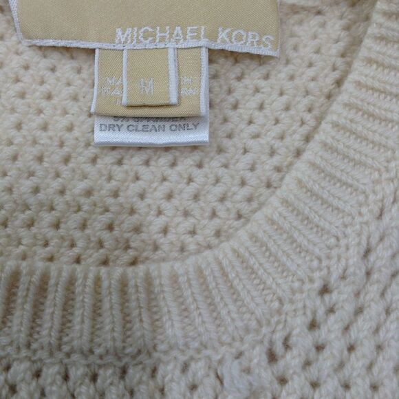 Michael Kors Sweater Neutral Pullover Knit Cable Crew Neck Sweater Size Medium - Picture 5 of 6